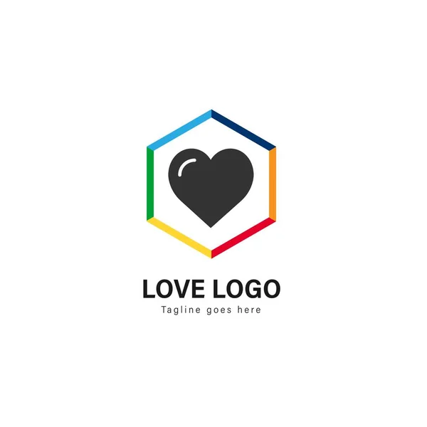 Logo şablonu tasarım seviyorum. Aşk logosu ile modern çerçeve vektör tasarımı — Stok Vektör
