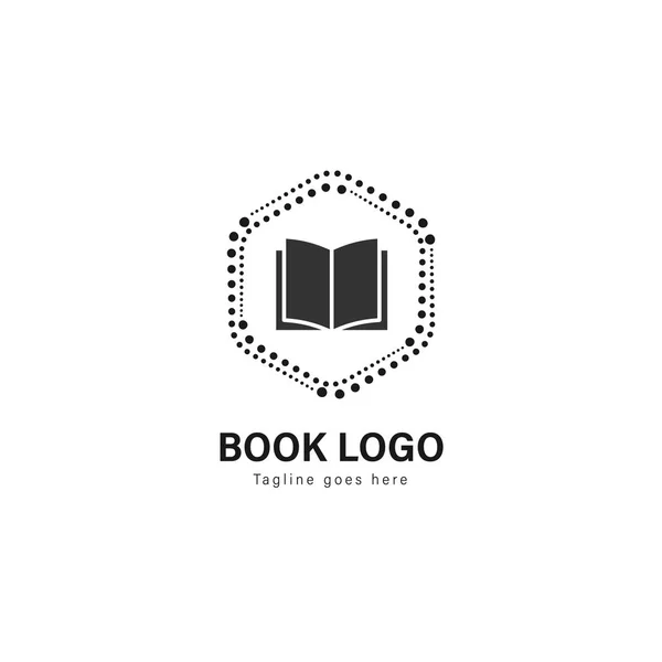 Book logo template design. Book logo with modern frame vector design — Stock Vector