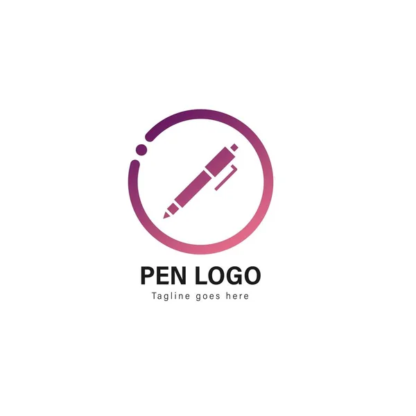 Modèle de logo de stylo. Stylo logo avec design vectoriel cadre moderne — Image vectorielle