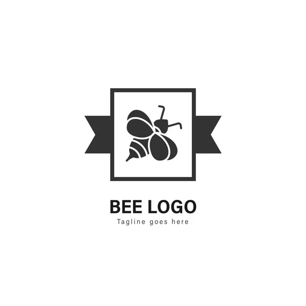 Modèle de logo abeille design. Logo abeille avec design vectoriel cadre moderne — Image vectorielle