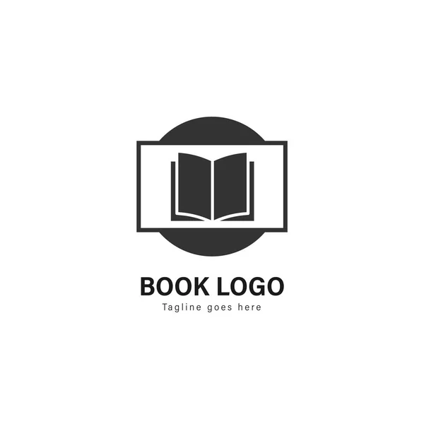 Book logo template design. Book logo with modern frame vector design — Stock Vector