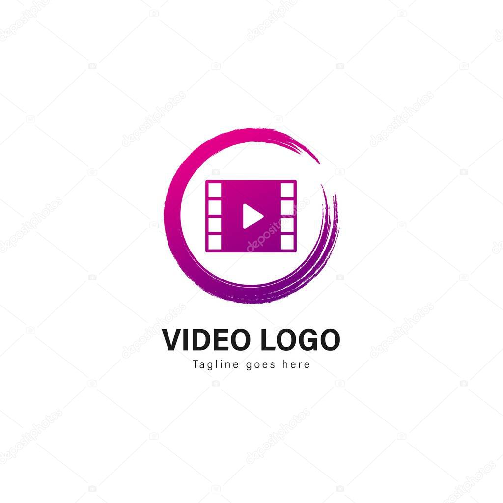 Video logo template design. Video logo with modern frame isolated on white background