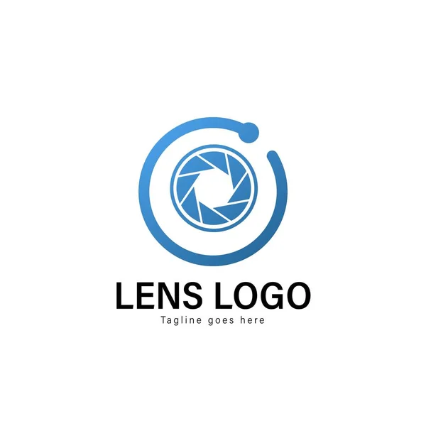 Design de modelo de logotipo da lente. Logotipo da lente com design de vetor de quadro moderno — Vetor de Stock