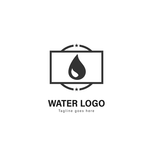 Дизайн шаблона водного логотипа. Водный логотип с современным дизайном рамы — стоковый вектор