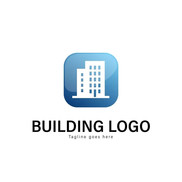 Diseño de plantilla de logotipo de construcción. Logo del edificio con diseño de vectores de marco moderno — Vector de stock