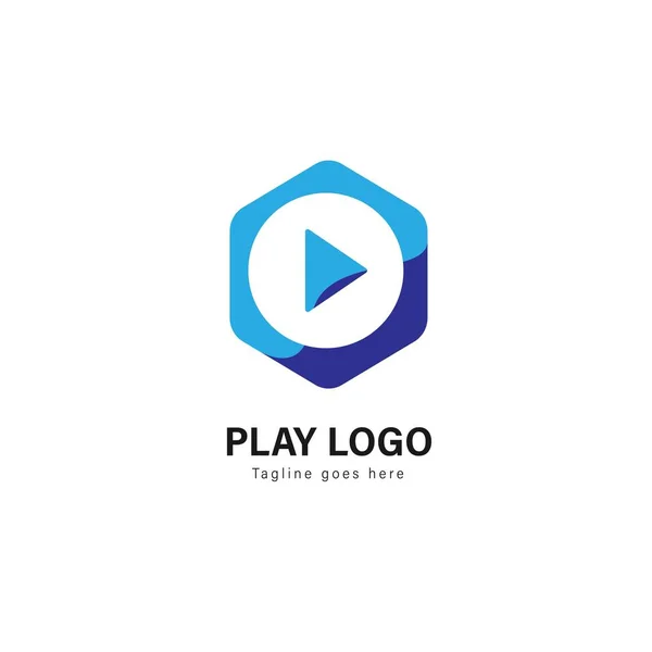 Media play logo template design. Media play logo with modern frame vector design — Stock Vector