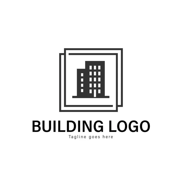 Logo sjabloon gebouwontwerp. Gebouw met moderne frame vector design logo — Stockvector