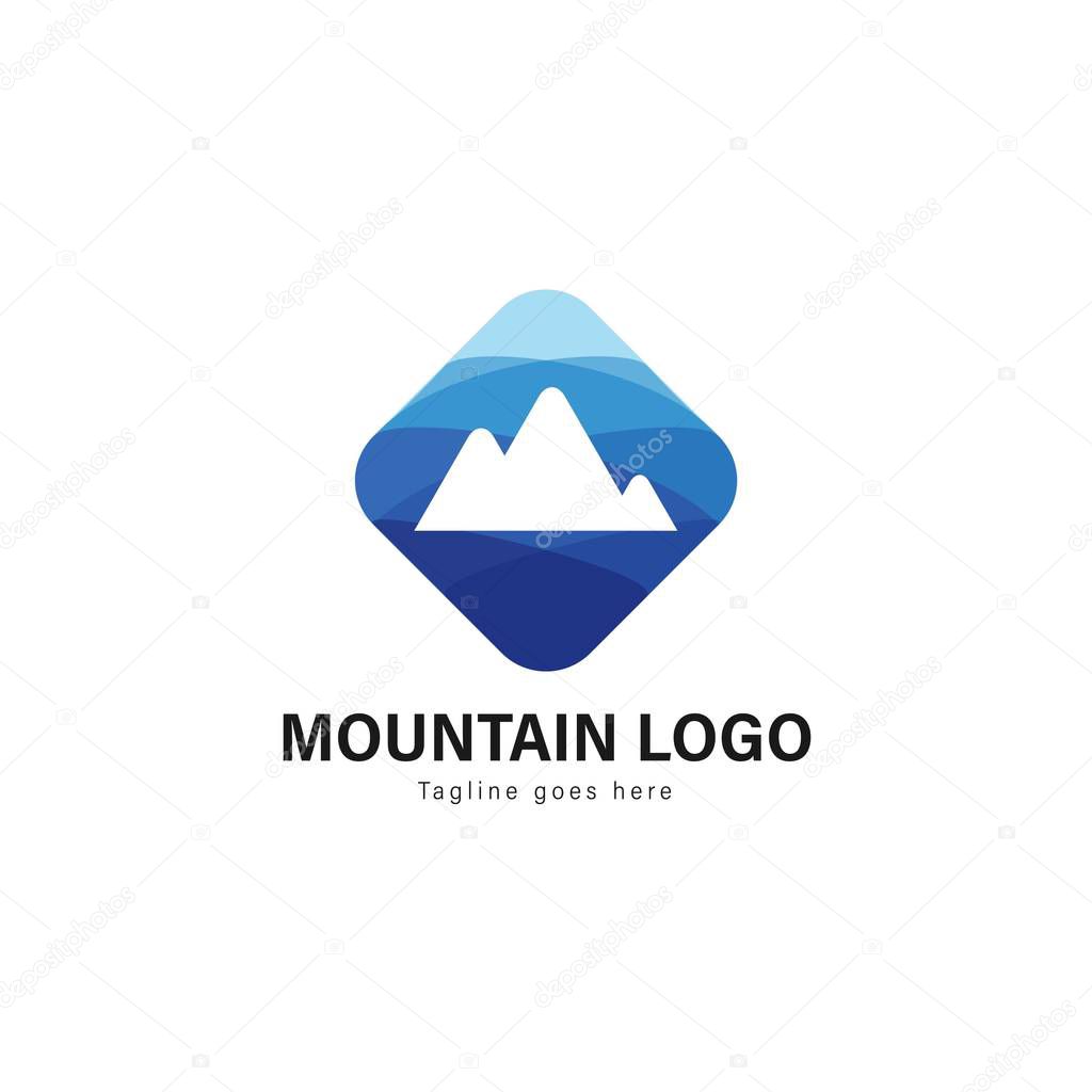 Mountain logo template design. Mountain logo with modern frame isolated on white background