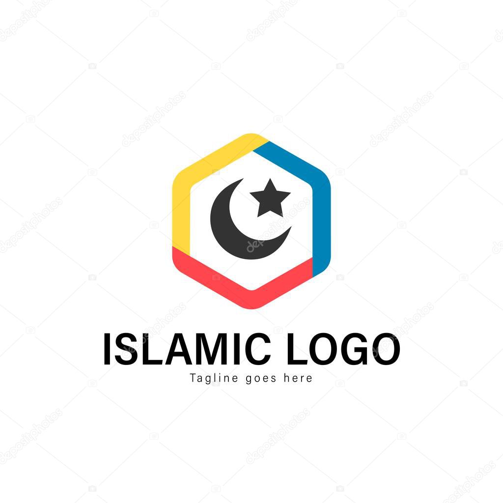 Islamic logo template design. Islamic logo with modern frame isolated on white background