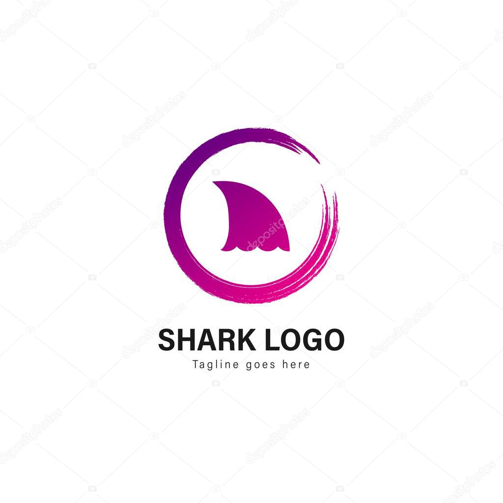 Shark logo template design. Shark logo with modern frame isolated on white background