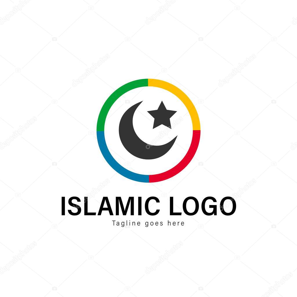 Islamic logo template design. Islamic logo with modern frame isolated on white background