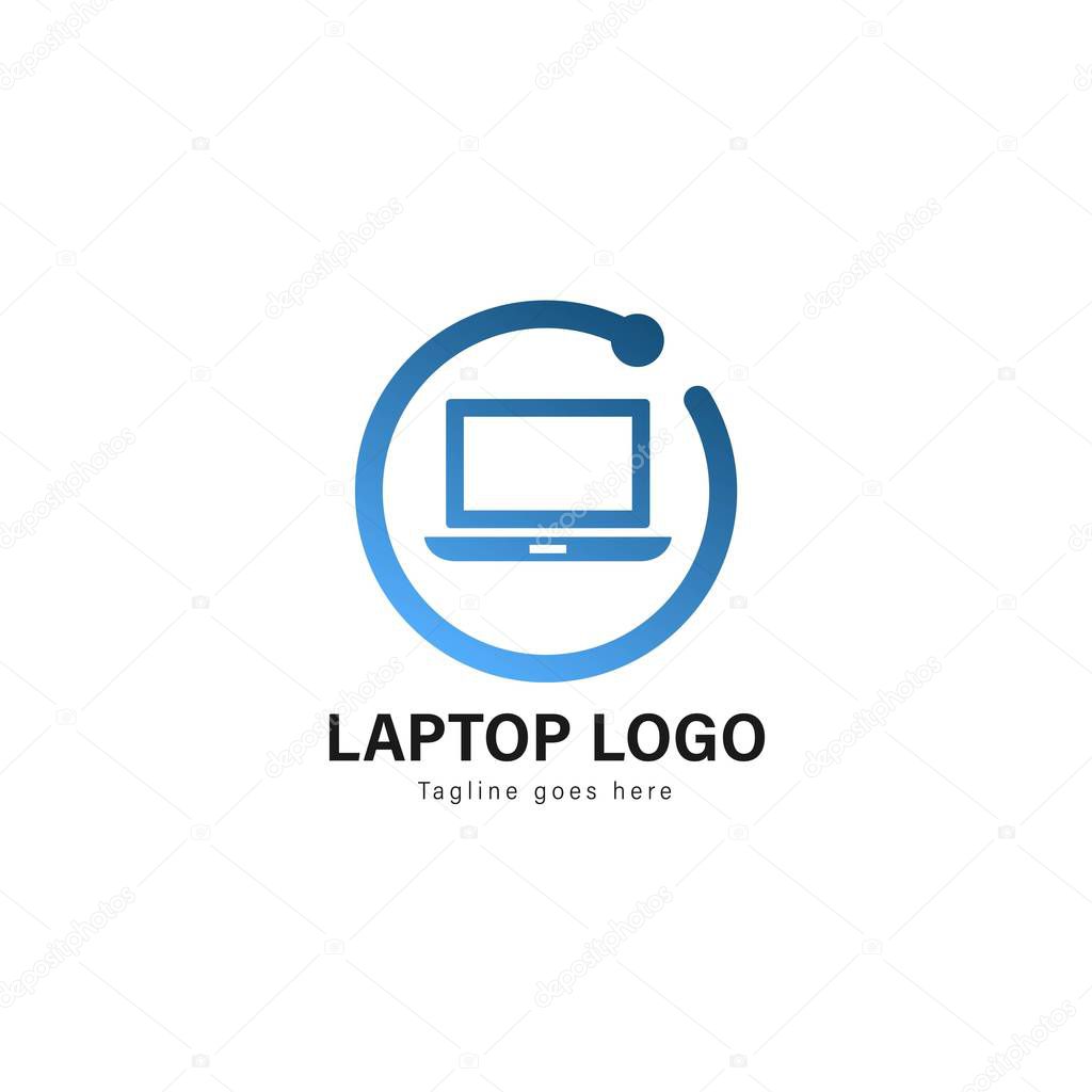 Laptop logo template design. Laptop logo with modern frame isolated on white background