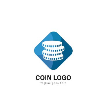 Madeni para logo şablonu tasarım. Modern çerçeve vektör tasarım logolu jeton