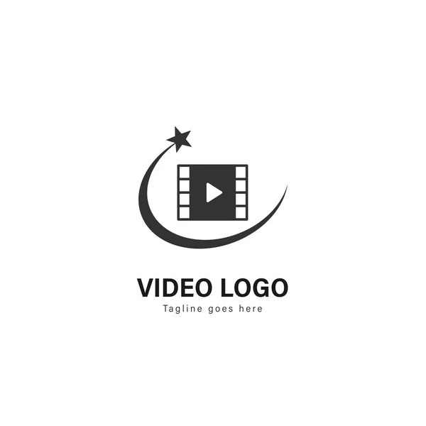 Modèle de logo vidéo design. Logo vidéo avec design vectoriel de cadre moderne — Image vectorielle