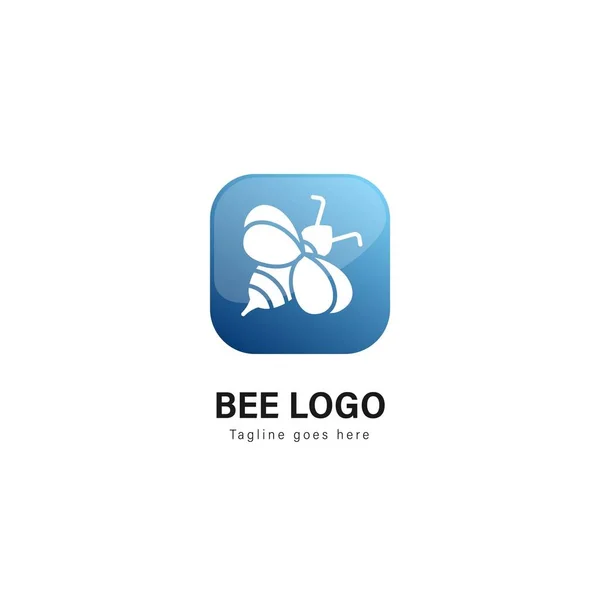 Modèle de logo abeille design. Logo abeille avec design vectoriel cadre moderne — Image vectorielle