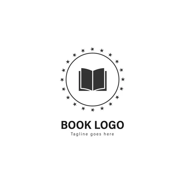 Kitap logo şablonu tasarım. Modern çerçeve vektör tasarımı ile kitap logo — Stok Vektör