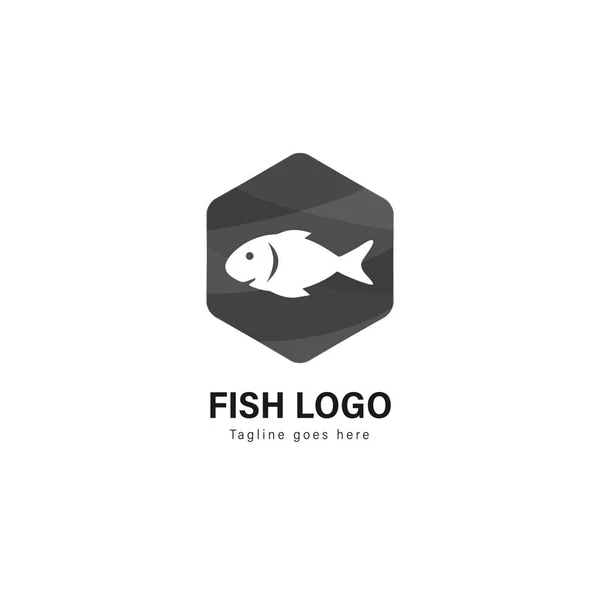 Diseño de plantilla de logotipo de pescado. Logo de pescado con diseño de vectores de marco moderno — Vector de stock