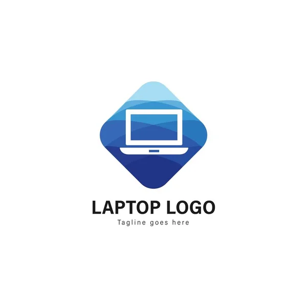 Diseño de plantilla de ordenador portátil. Logotipo del ordenador portátil con diseño moderno vector marco — Archivo Imágenes Vectoriales