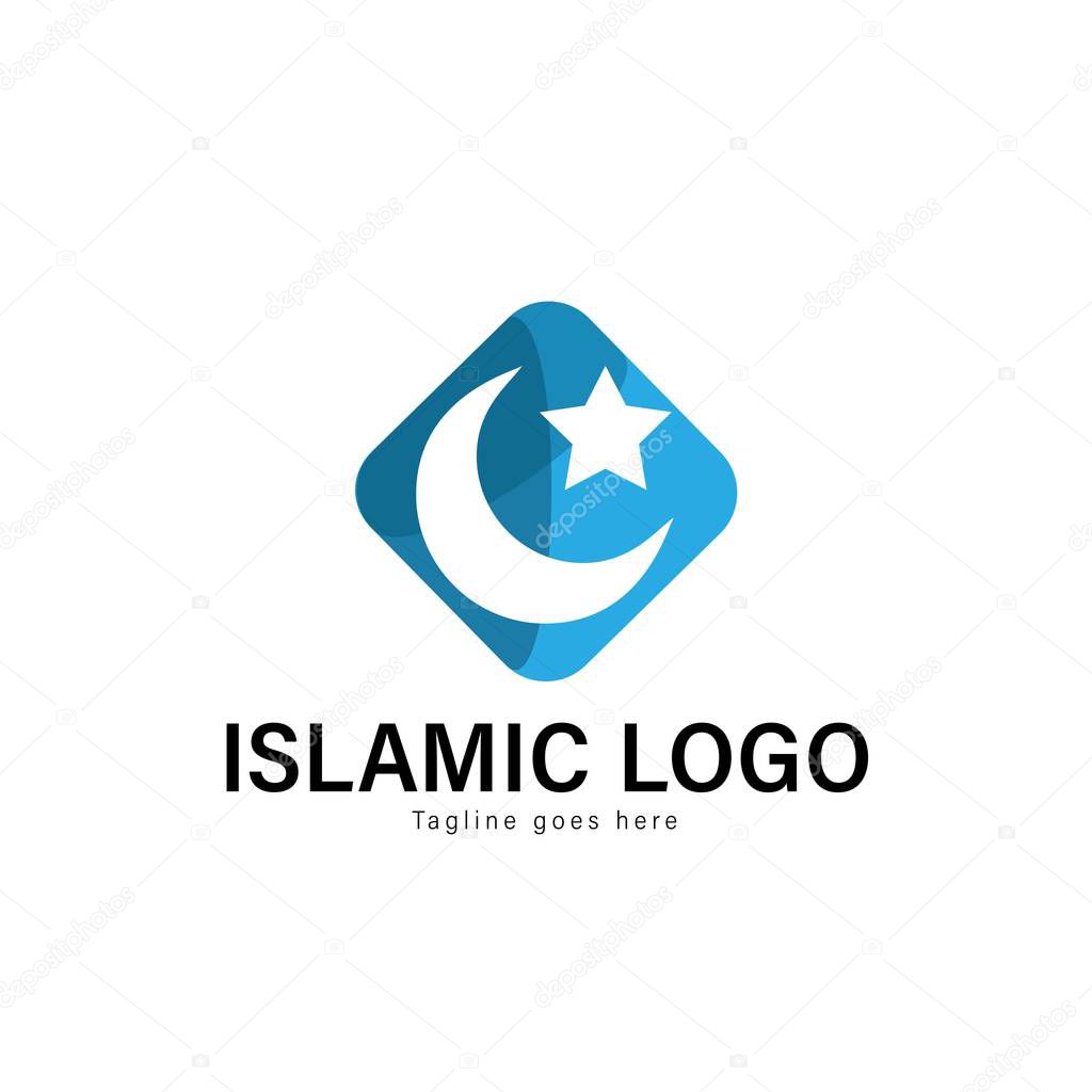 Islamic logo template design. Islamic logo with modern frame isolated on white background