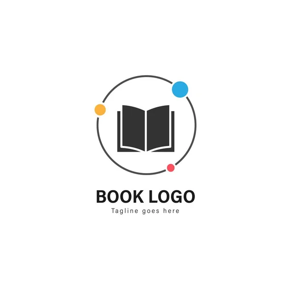 Diseño de plantilla de logo de libro. Logo del libro con diseño de vectores de marco moderno — Vector de stock