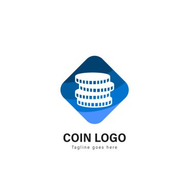 Madeni para logo şablonu tasarım. Modern çerçeve vektör tasarım logolu jeton