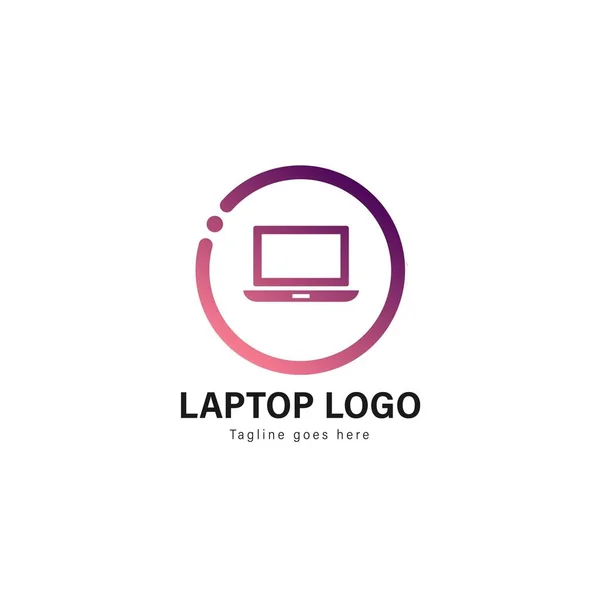 Design de modelo de laptop. Logotipo de laptop com design de vetor de quadro moderno —  Vetores de Stock