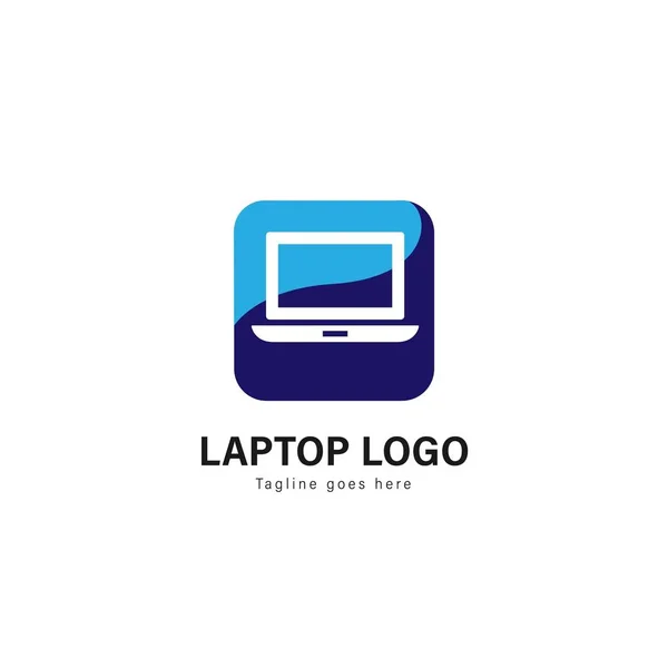 Design del modello di computer portatile. Logo del computer portatile con design vettoriale telaio moderno — Vettoriale Stock