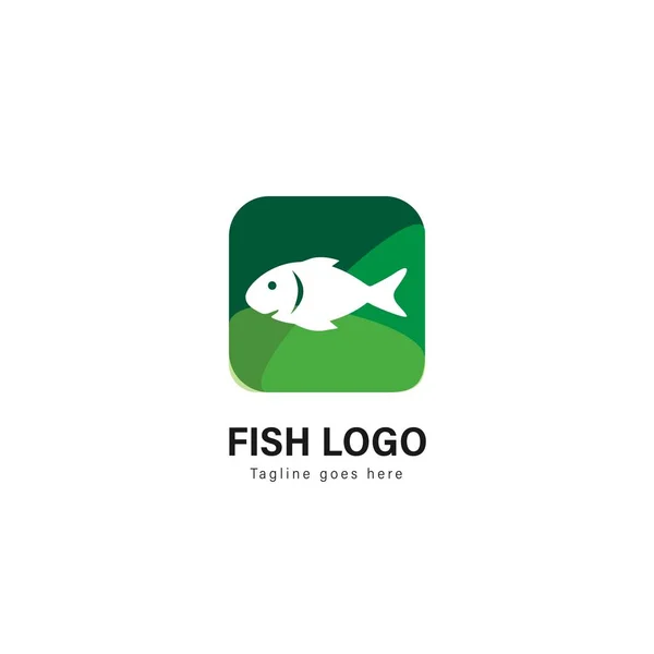 Diseño de plantilla de logotipo de pescado. Logo de pescado con diseño de vectores de marco moderno — Vector de stock