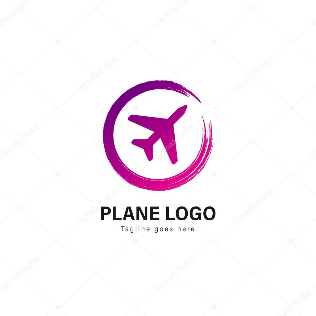 Plane logo template design. Plane logo with modern frame isolated on white background