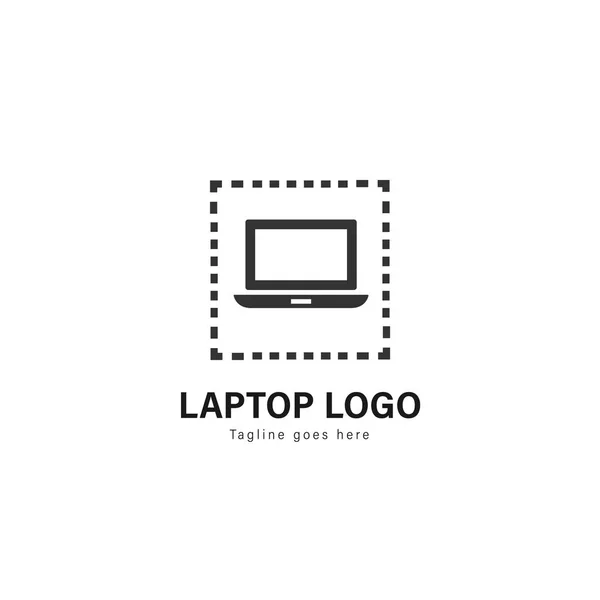 Laptop tasarım şablonu. Modern çerçeve vektör tasarım logolu dizüstü bilgisayar — Stok Vektör