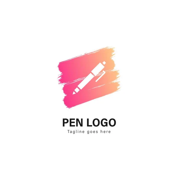 Kalem logo şablonu tasarım. Modern çerçeve vektör tasarım logolu kalem — Stok Vektör
