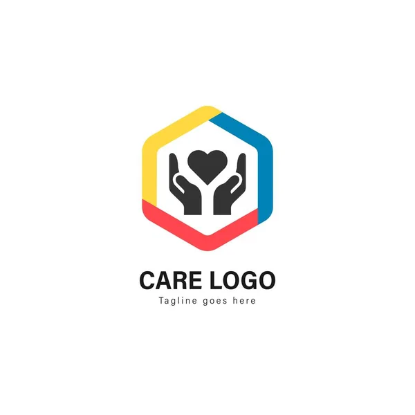 Ellátás logó sablon design. Modern keret vector design logo Care — Stock Vector