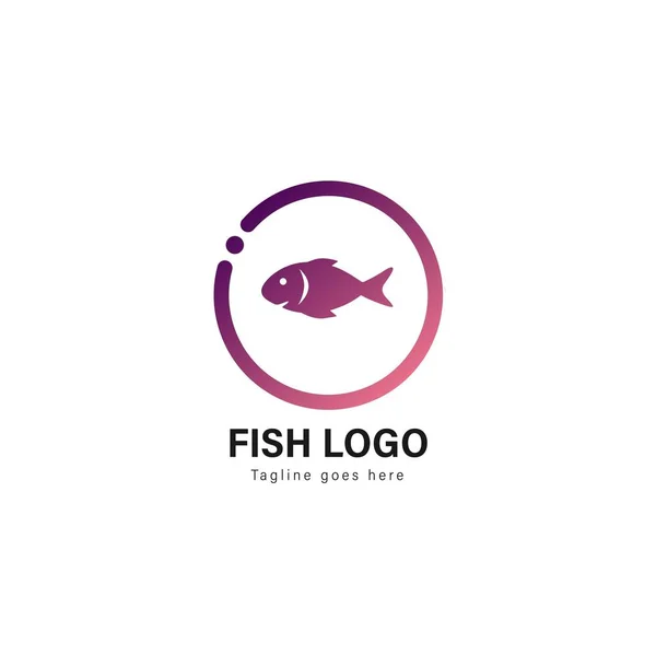 Diseño de plantilla de logotipo de pescado. Logo de pescado con diseño de vectores de marco moderno — Vector de stock