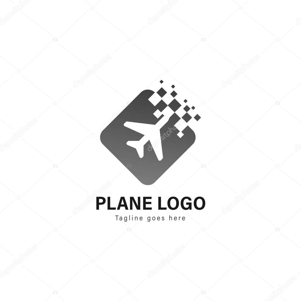 Plane logo template design. Plane logo with modern frame isolated on white background