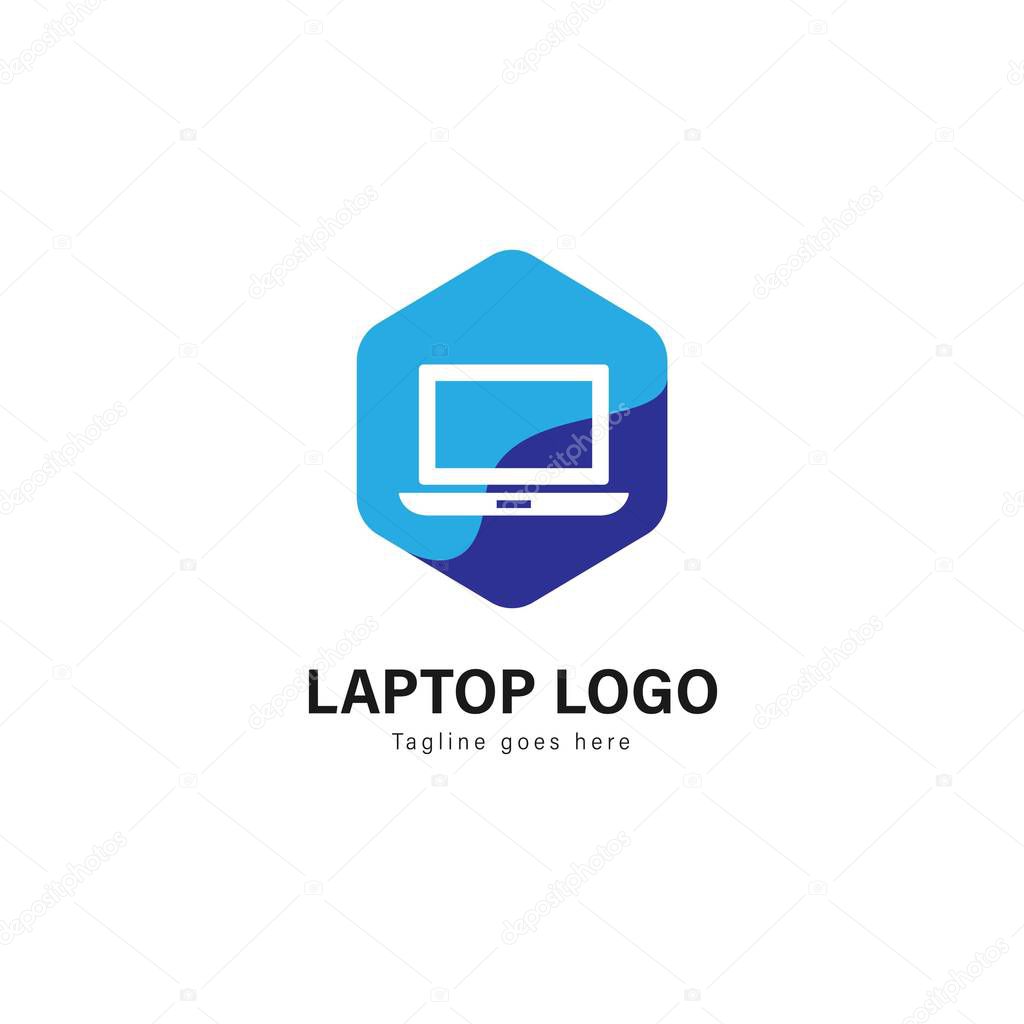 Laptop logo template design. Laptop logo with modern frame isolated on white background