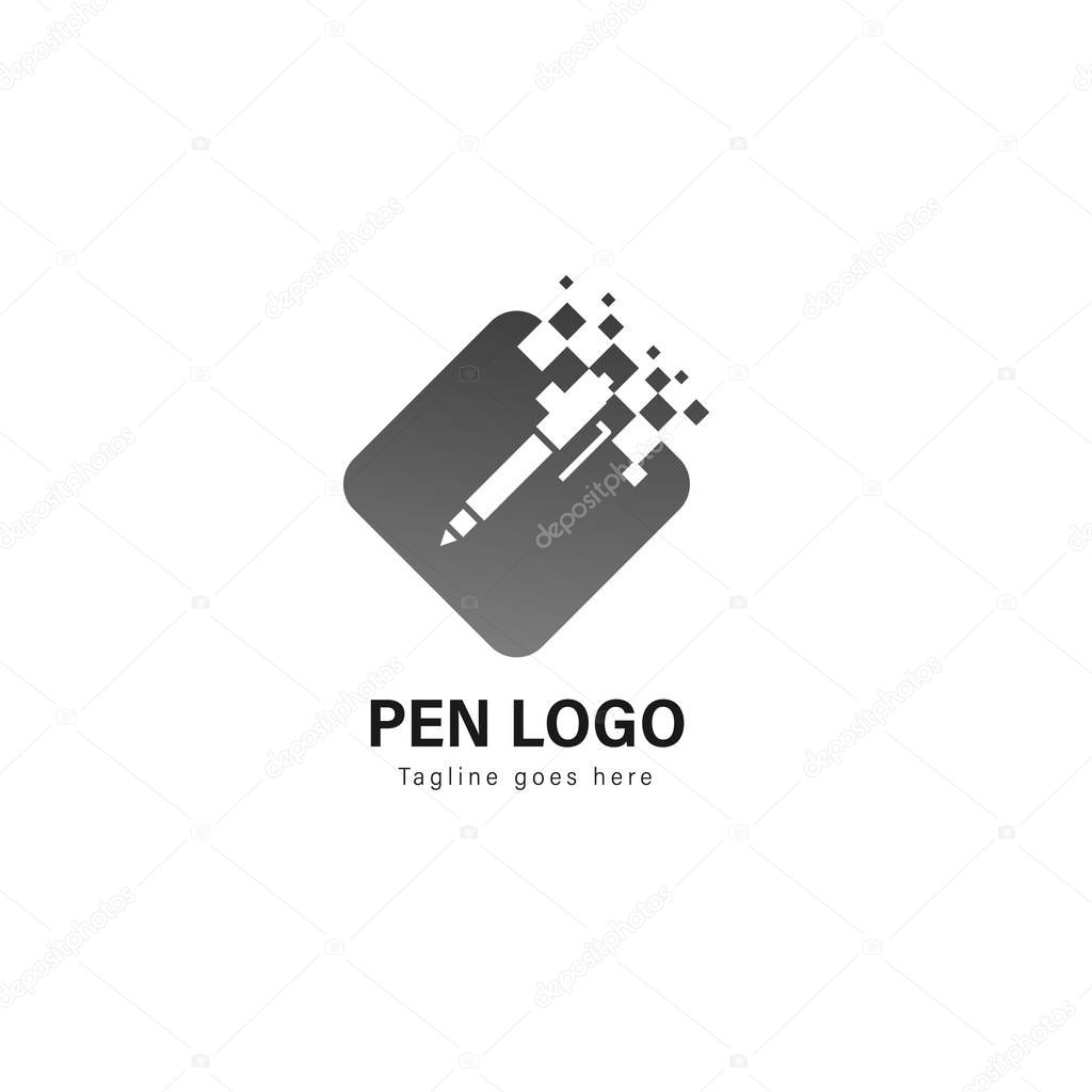 Pen logo template design. Pen logo with modern frame isolated on white background