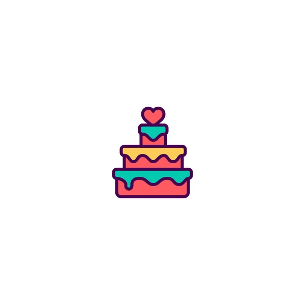 Bolo de casamento Icon Design. Estilo de vida ícone vetor design — Vetor de Stock