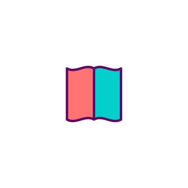 Açık kitap simgesi tasarım. Kırtasiye simge vektör tasarımı