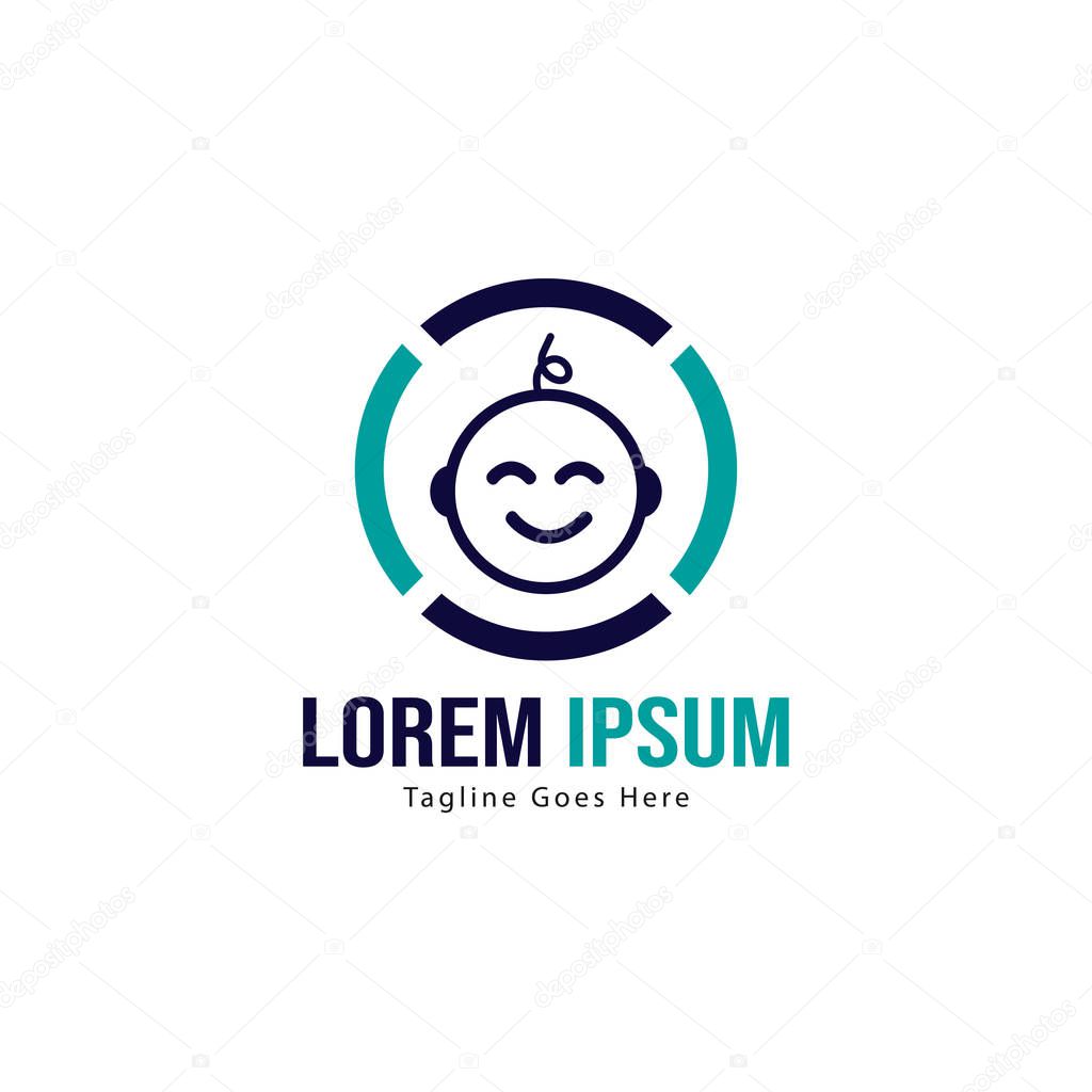 Baby logo template design. Minimalist baby logo with modern frame vector design