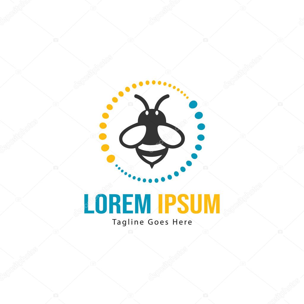 Bee logo template design. Minimalist bee logo with modern frame vector design