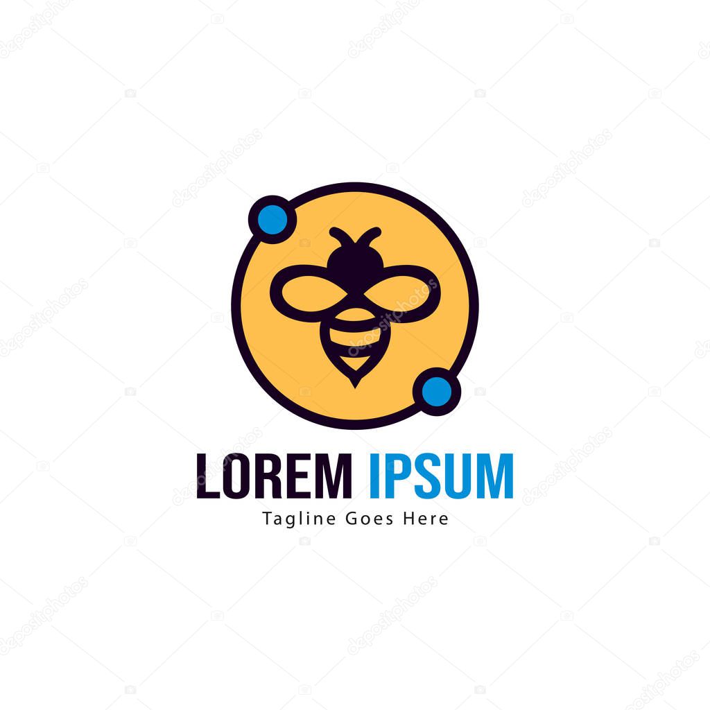 Bee logo template design. Minimalist bee logo with modern frame vector design