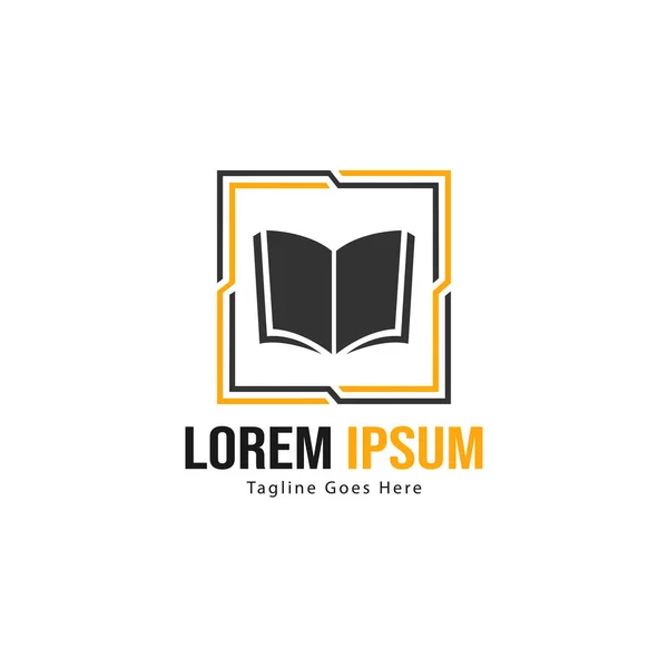 Diseño de plantilla de logo de libro. logo minimalista libro con marco moderno — Vector de stock