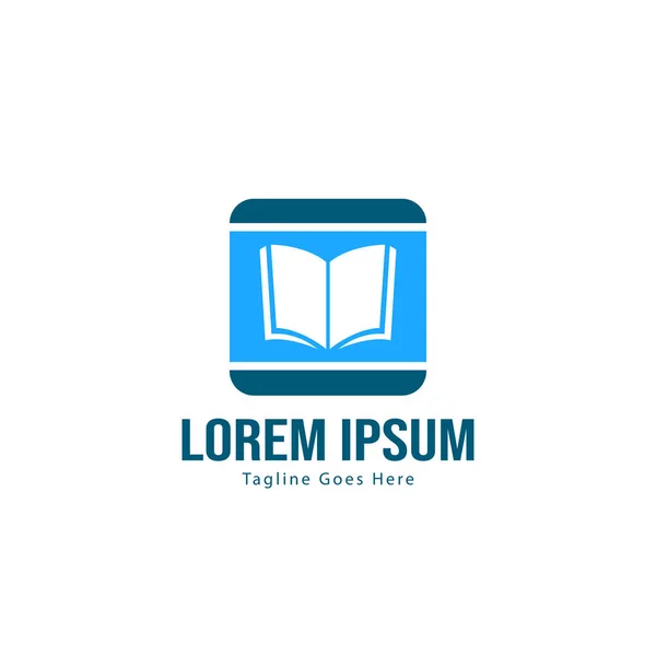 Návrh šablony loga knihy minimalistický knižní logo s moderním rámečkem — Stockový vektor