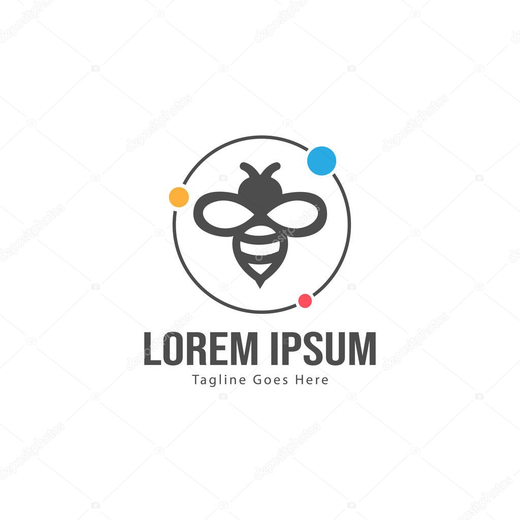 Bee logo template design. Minimalist bee logo with modern frame vector design