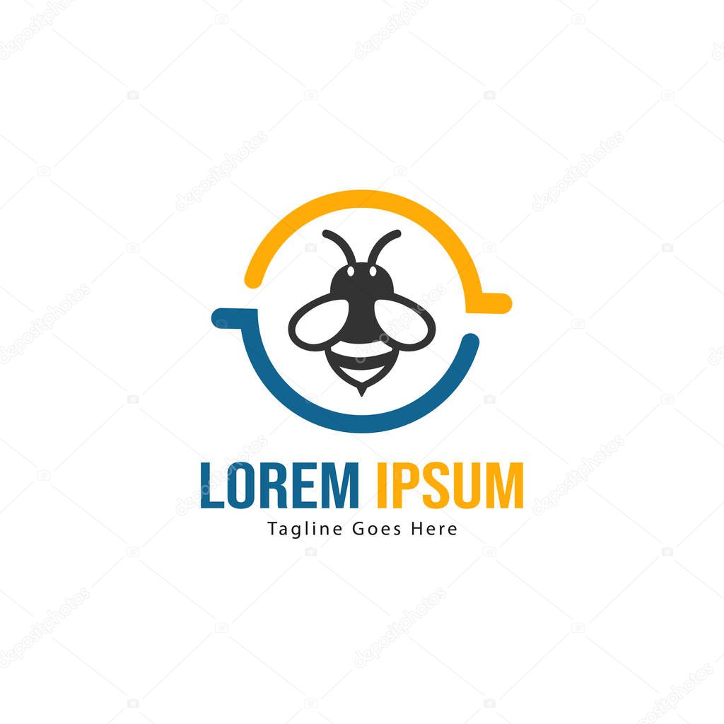 Bee logo template design. Minimalist bee logo with modern frame vector design