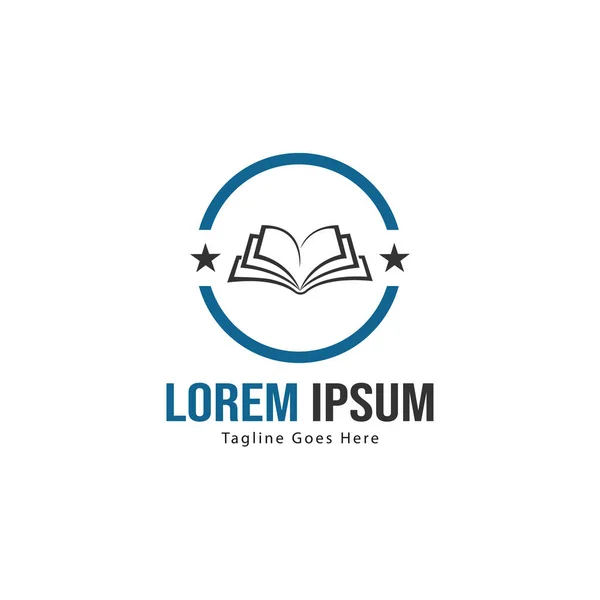 Livro logotipo modelo design. logotipo do livro minimalista com moldura moderna —  Vetores de Stock