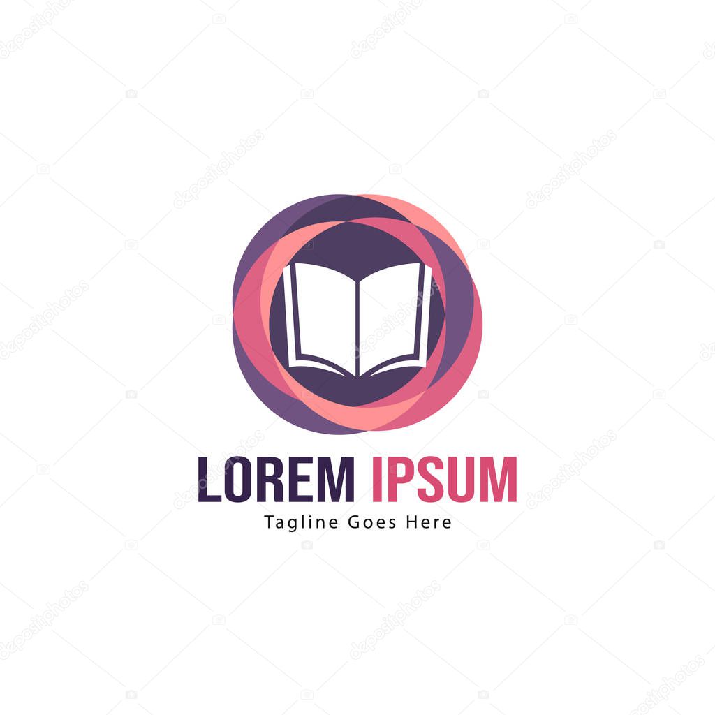 Book logo template design. minimalist book logo with modern frame