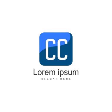 Modern çerçeveli ilk Cc logo şablonu. Minimalist Cc harf logo vektör illüstrasyon