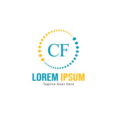 Modern çerçeveli ilk Cf logo şablonu. Minimalist Cf harf logo vektör illüstrasyon