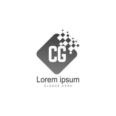 Modern çerçeveli ilk Cg logo şablonu. Minimalist Cg harf logo vektör illüstrasyon